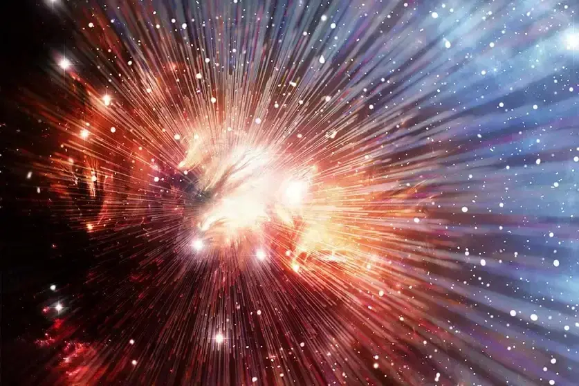 Καλλιτεχνική απεικόνιση του Big Bang και της διαστολής του σύμπαντος από ένα αρχικό σημείο φωτός μέχρι τους πρώτους γαλαξίες