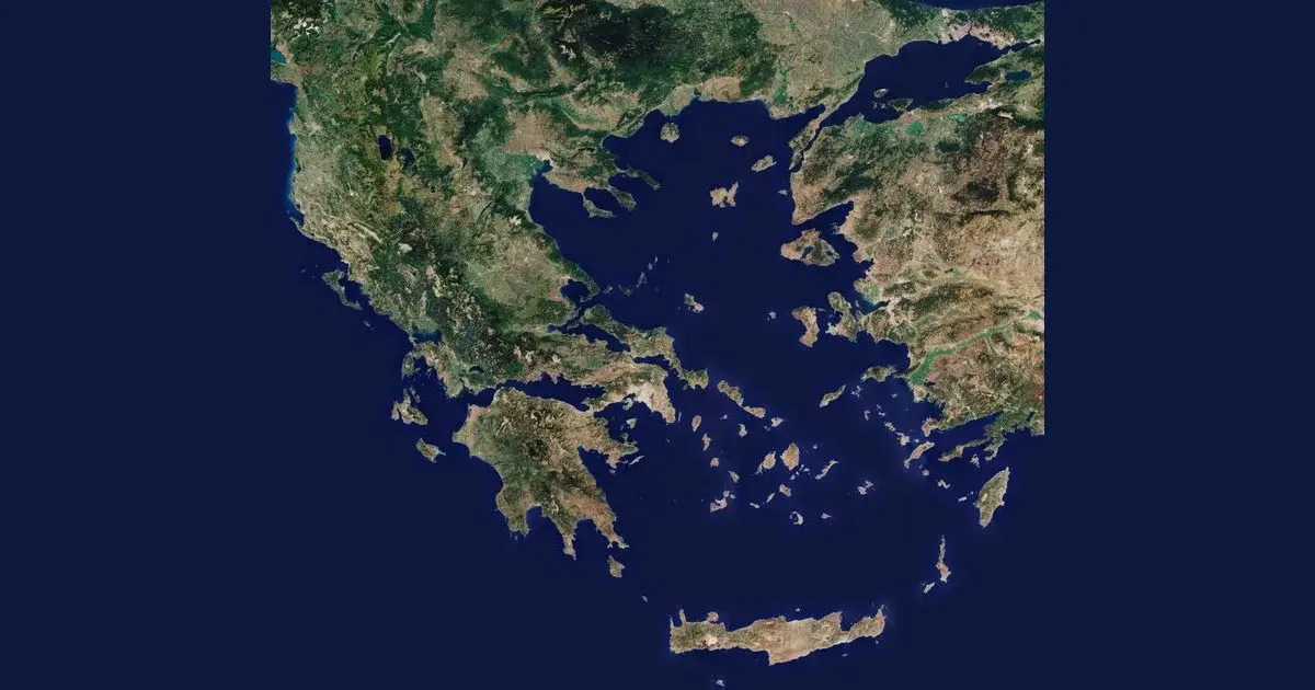 Η Ελλάδα από το διάστημα, με την ηπειρωτική χώρα, το Αιγαίο, τα νησιά και την Κρήτη, σε σύνθεση εικόνων του δορυφόρου Sentinel-2